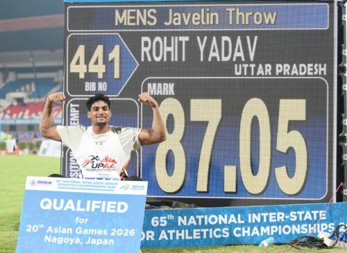 Read more about the article Rohit Yadav’s big throw of 87.05m, ranks him second behind Sri Lankan Pathirage in global top list